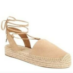 COACH Rita Tan Suede Lace Up Espadrille